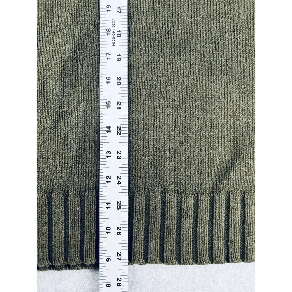 IZOD Men's Sweater Large Dark Green Pullover Knit Crewneck Casual Ribbed - Picture 8 of 10